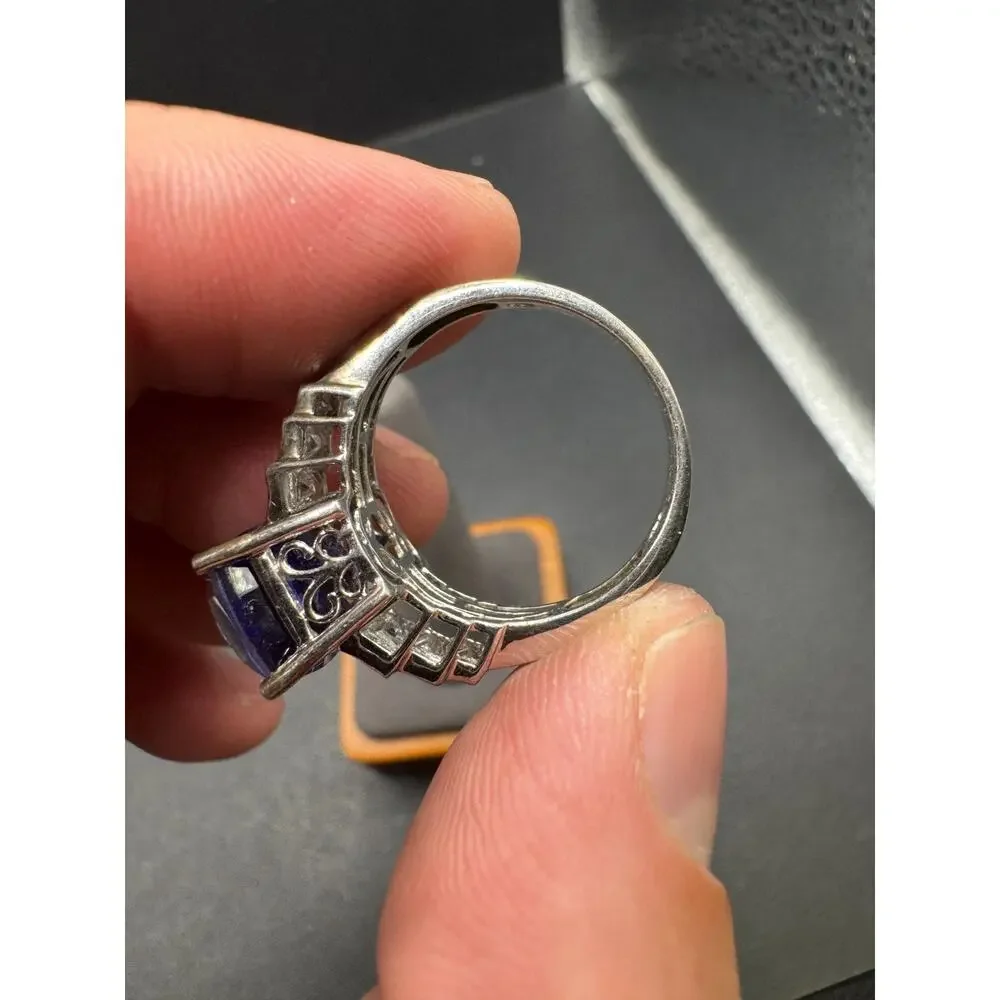 STS Chuck Clemency Sterling Silver 925 Sapphire & White Topaz Ring Sz 10
